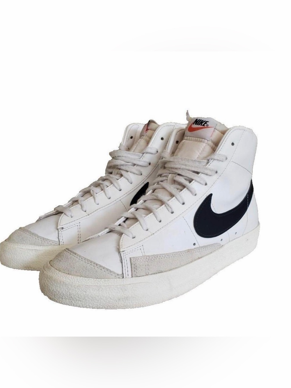 Nike Men’s White High-Top Sneakers with Black Swoosh